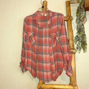 Pink button down flannel